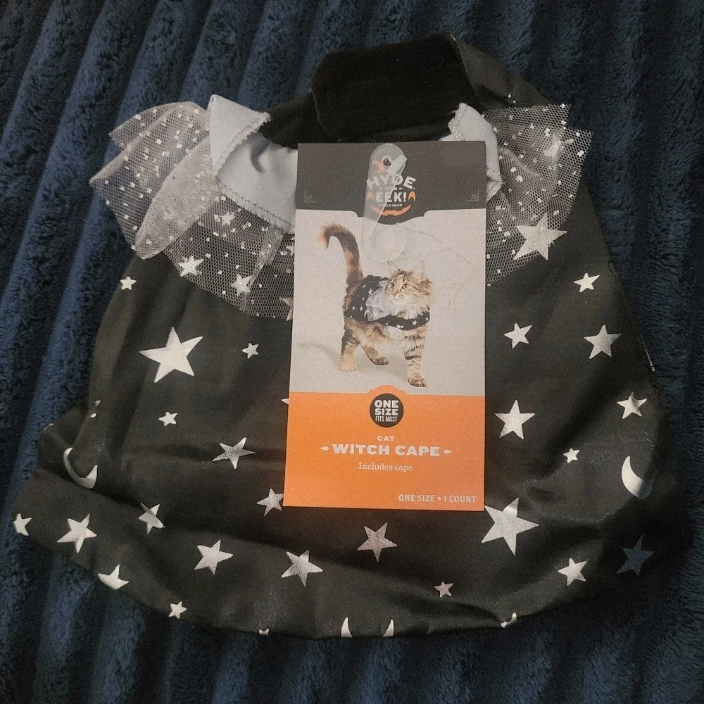 NWT Hyde & Eek One Size Cat Witch Cape Halloween Costume Celestial Moons & Stars